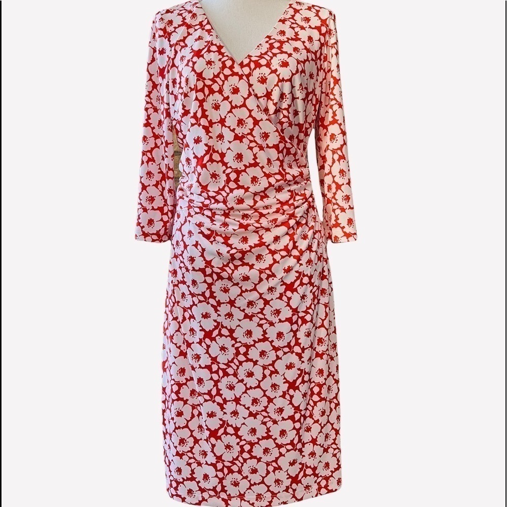 DAVID MEISTER WOMENS DARK ORANGE AND WHITE FLORAL DRESS SIZE 12
